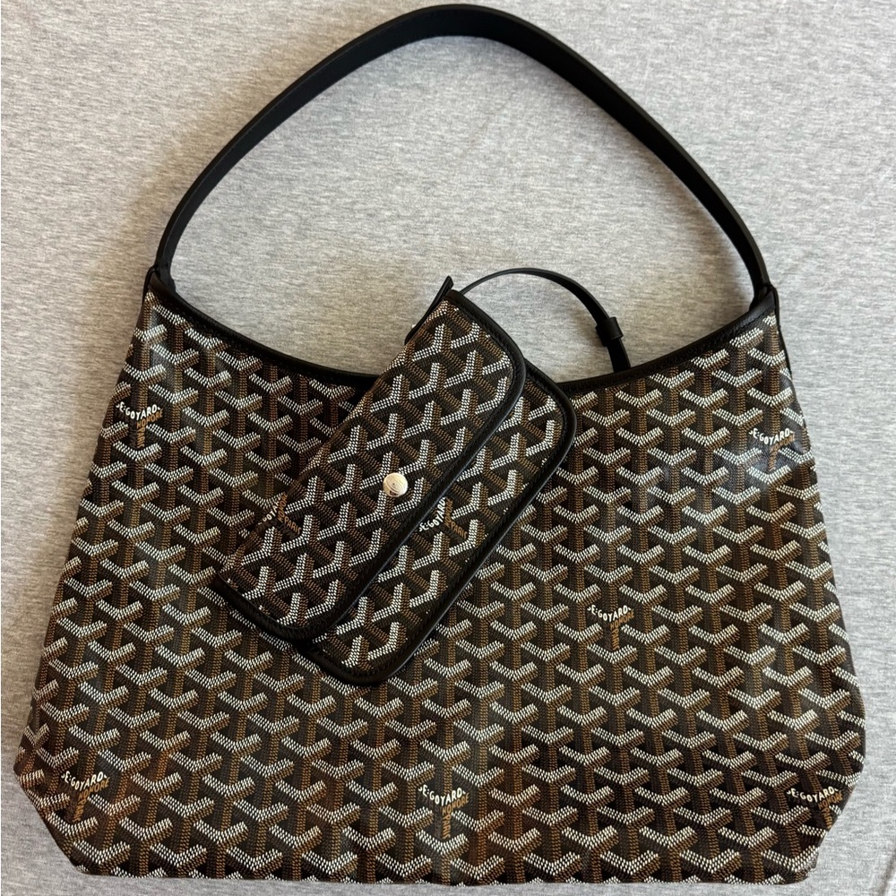 Brown and Black Shoulder Bag Set with Iconic Pattern